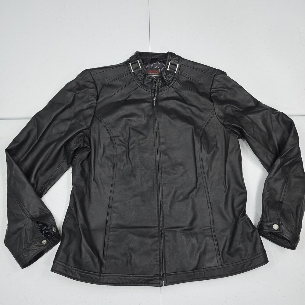 Bradley Bayou Women XL Black Real Leather Fitted Motorcycle Jacket Lightweight
